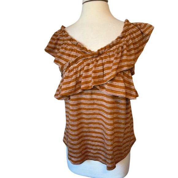 Maurices Women's L Boho Striped Criss Cross Ruffle Sleeveless Stretch Knit Top - Picture 2 of 8